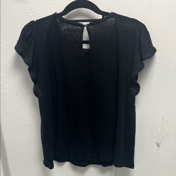 LOFT Elegant Black Flutter Sleeve Blouse - Picture 4 of 5